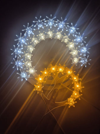 CORONCINA LUMINOSA A LUCE LED STELLARIO VOTIVO SACRO STATUE PLEXIGLASS ELETTRICO