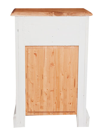 Biscottini Comodino Country in legno massello di tiglio struttura bianca anticata piano finitura naturale L51xPR30xH74 cm. Made in Italy