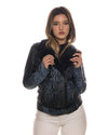 Emma - Chiodo donna in vera pelle e montone Blu