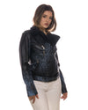 Emma - Chiodo donna in vera pelle e montone Blu
