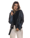 Emma - Chiodo donna in vera pelle e montone Blu