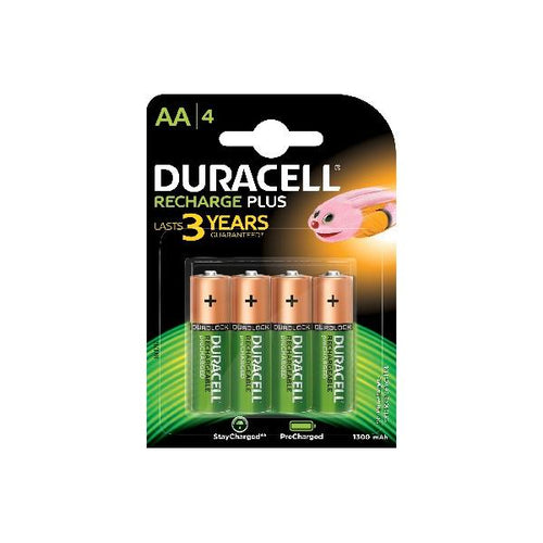 Confezione 4 batterie Ricaricabili STILO DURACELL - Tipo Stilo AA - 1300 mah