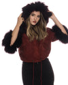 Beatrice - Giacca Donna Bordeaux in vera pelle e vera pelliccia