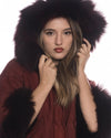 Beatrice - Giacca Donna Bordeaux in vera pelle e vera pelliccia