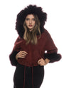 Beatrice - Giacca Donna Bordeaux in vera pelle e vera pelliccia