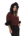 Beatrice - Giacca Donna Bordeaux in vera pelle e vera pelliccia