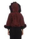 Beatrice - Giacca Donna Bordeaux in vera pelle e vera pelliccia