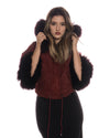 Beatrice - Giacca Donna Bordeaux in vera pelle e vera pelliccia