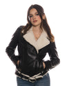 Emma - Chiodo donna in Vera Pelle Nera e Montone Bianco