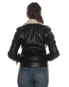 Emma - Chiodo donna in Vera Pelle Nera e Montone Bianco