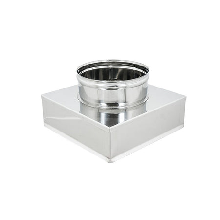 Riduzione inox AISI 304 da base quadra 200x200mm a tonda F variabile