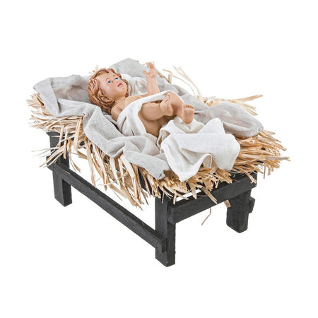 Natività completa in tessuto statue per presepe natalizio con accessori in metallo h 86 cm