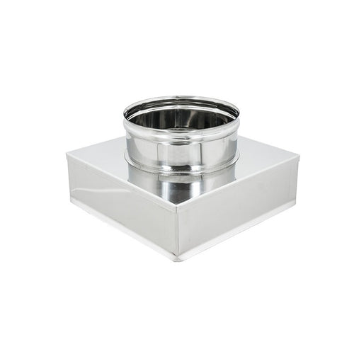 Riduzione inox AISI 304 da base quadra 250x250mm a tonda F variabile