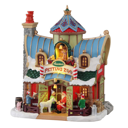 Zoo di Babbo Natale decorazione per villaggio natalizio in poliresina con luci