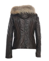 Michelina Cap - Giacca Donna Testa di Moro con Cappuccio in vera pelle