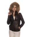 Michelina Cap - Giacca Donna Testa di Moro con Cappuccio in vera pelle