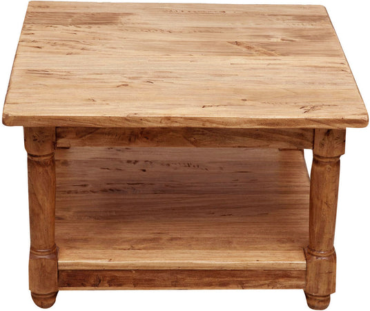 Biscottini Tavolino da fumo Country in legno massello di tiglio finitura naturale L70xPR70xH45 cm. Made in Italy