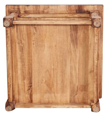 Biscottini Tavolino da fumo Country in legno massello di tiglio finitura naturale L70xPR70xH45 cm. Made in Italy