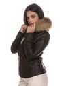 Michelina Cap - Giacca Donna Testa di Moro con Cappuccio in vera pelle