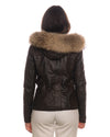 Michelina Cap - Giacca Donna Testa di Moro con Cappuccio in vera pelle