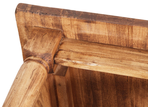 Biscottini Tavolino da fumo Country in legno massello di tiglio finitura naturale L70xPR70xH45 cm. Made in Italy
