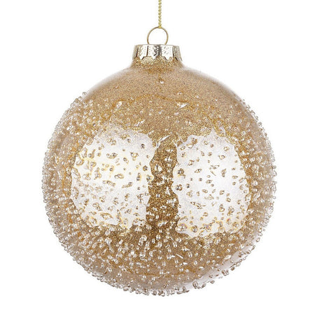 Palline in vetro "Oro Saturno" per albero di Natale moderno ed elegante