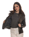 Giselle - Chiodo Donna Grigio Nuvolato in vera pelle