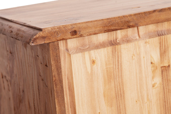 Biscottini Cassettiera Country in legno massello di tiglio finitura naturale L170xPR40xH100 cm. Made in Italy