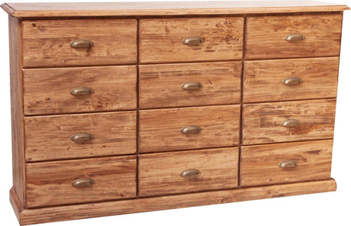 Biscottini Cassettiera Country in legno massello di tiglio finitura naturale L170xPR40xH100 cm. Made in Italy