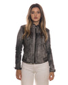 Kelly - Giacca Donna Nero Effetto Graffiato in Vera Pelle