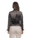 Kelly - Giacca Donna Nero Effetto Graffiato in Vera Pelle
