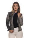 Kelly - Giacca Donna Nero Effetto Graffiato in Vera Pelle