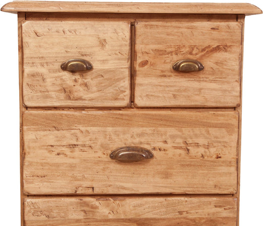 Biscottini Cassettiera Country in legno massello di tiglio finitura naturale L63xPR41xH120 cm. Made in Italy