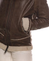 Matilde - Giacca Donna Marrone Vintage in vero montone Shearling