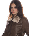 Matilde - Giacca Donna Marrone Vintage in vero montone Shearling