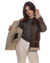 Matilde - Giacca Donna Marrone Vintage in vero montone Shearling