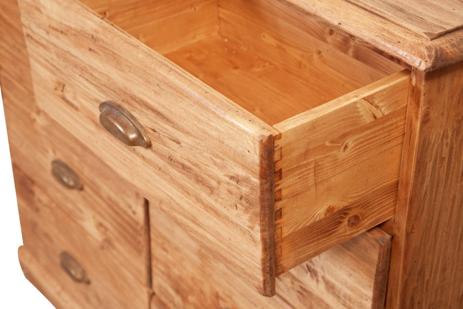 Biscottini Biscottini Cassettiera Country legno massello tiglio 8 cassetti 116x41x100