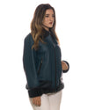 Matilde - Giacca Donna Blu in vera pelle e montone Shearling