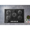 Piano cottura Gas larghezza 73 cm Finitura Vetro Nero - 5 Fuochi - Griglie Ghisa HAGS72F/BK