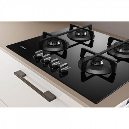 Indesit ING 61T/BK Piano cottura a gas cm. 59 - vetro nero