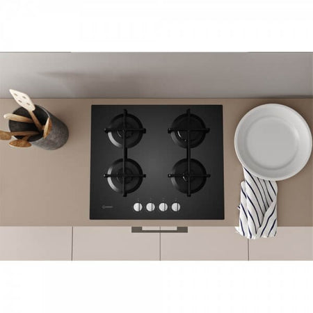 Indesit ING 61T/BK Piano cottura a gas cm. 59 - vetro nero