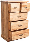 Biscottini Cassettiera Country in legno massello di tiglio finitura naturale L63xPR41xH100 cm. Made in Italy