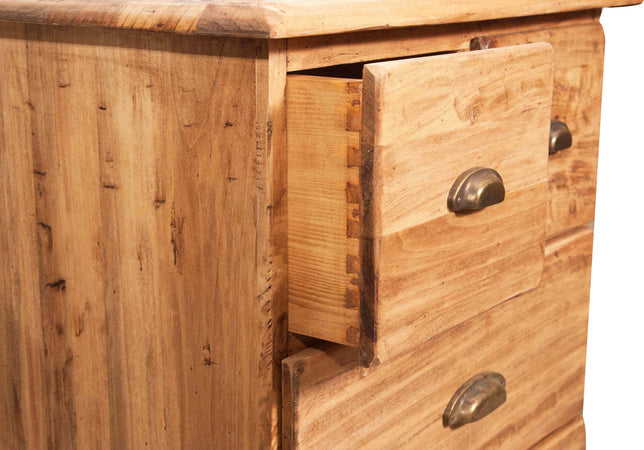 Biscottini Cassettiera Country in legno massello di tiglio finitura naturale L63xPR41xH100 cm. Made in Italy