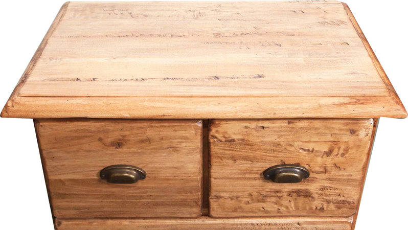 Biscottini Cassettiera Country in legno massello di tiglio finitura naturale L63xPR41xH100 cm. Made in Italy