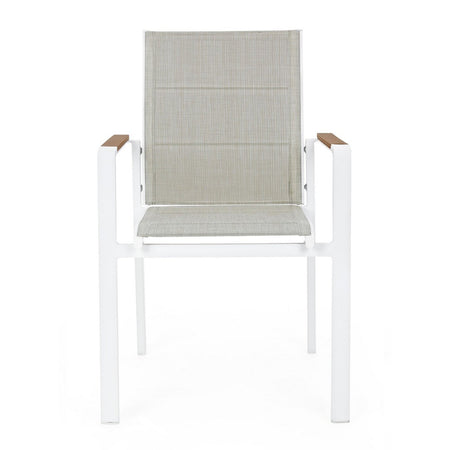 Sedia poltrona "Kubik" da esterno giardino in alluminio verniciato a polvere con dettagli in legno