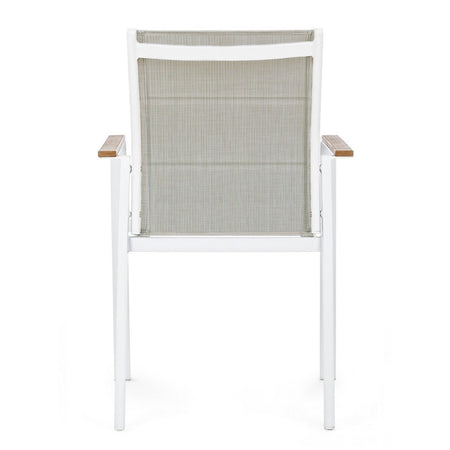 Sedia poltrona "Kubik" da esterno giardino in alluminio verniciato a polvere con dettagli in legno