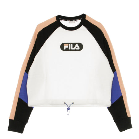 FILA Felpa Leggera Girocollo Corta Donna Bane Blocked Cropped Crew Sweat Black/bright White/coral Cloud/dazzling Blue da donna