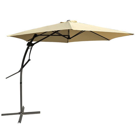 Ombrellone da Giardino Sistema Apri&amp;Chiudi Decentrato 3 mt Impermeabile Beige Airvent