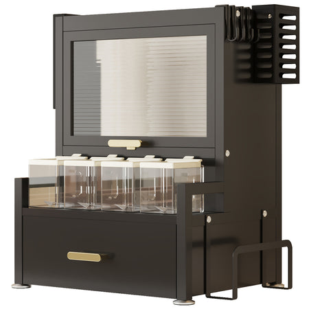 Scaffale in Metallo con Vetrinetta e Cassetto Salvaspazio per Cucina o Soggiorno