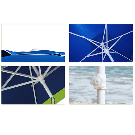 Ombrellone Mare Spiaggia Giardino Acciaio Grande 210cm con Custodia Bicolore